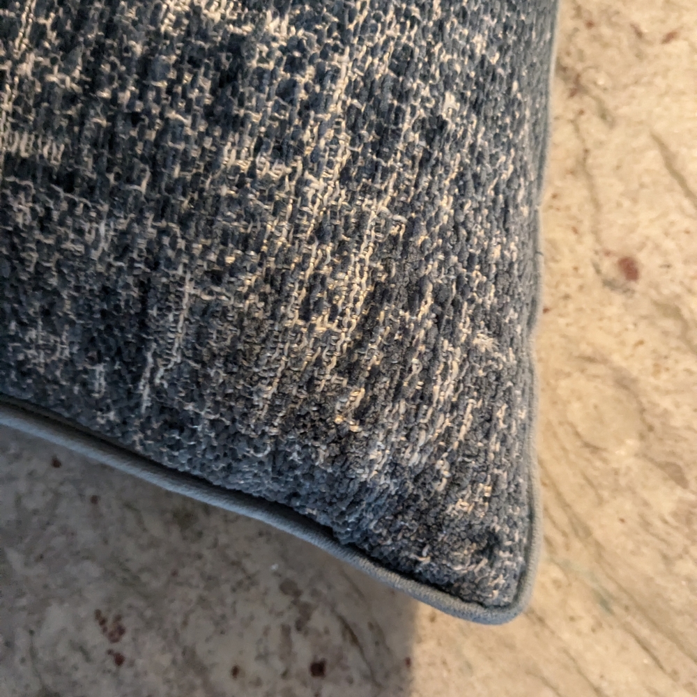 Rodeo Home Velvet Textured Lumbar Feather Down Pillow Throw Blue Chenille EUC